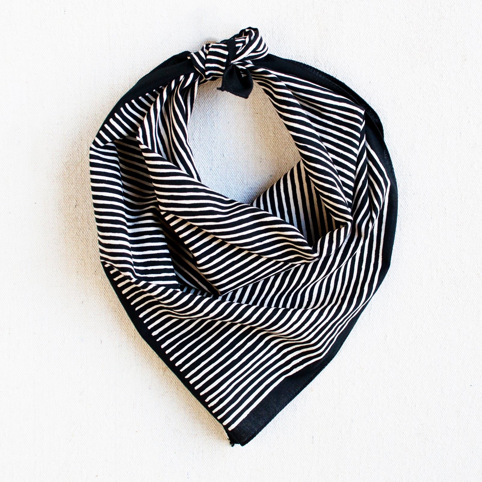 Black Striped Square Silk Scarf