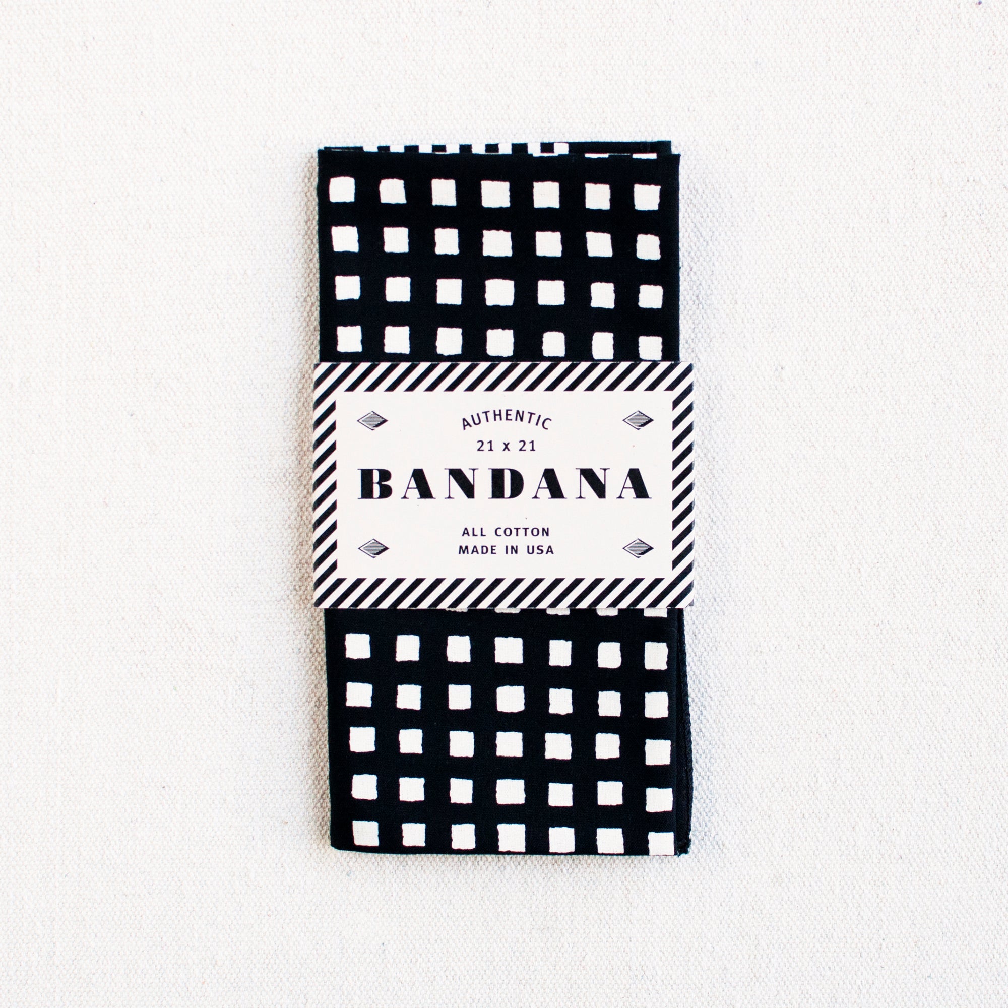 Black Windowpane Print Bandana