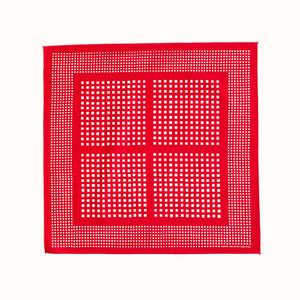 geometric red and white check bandana