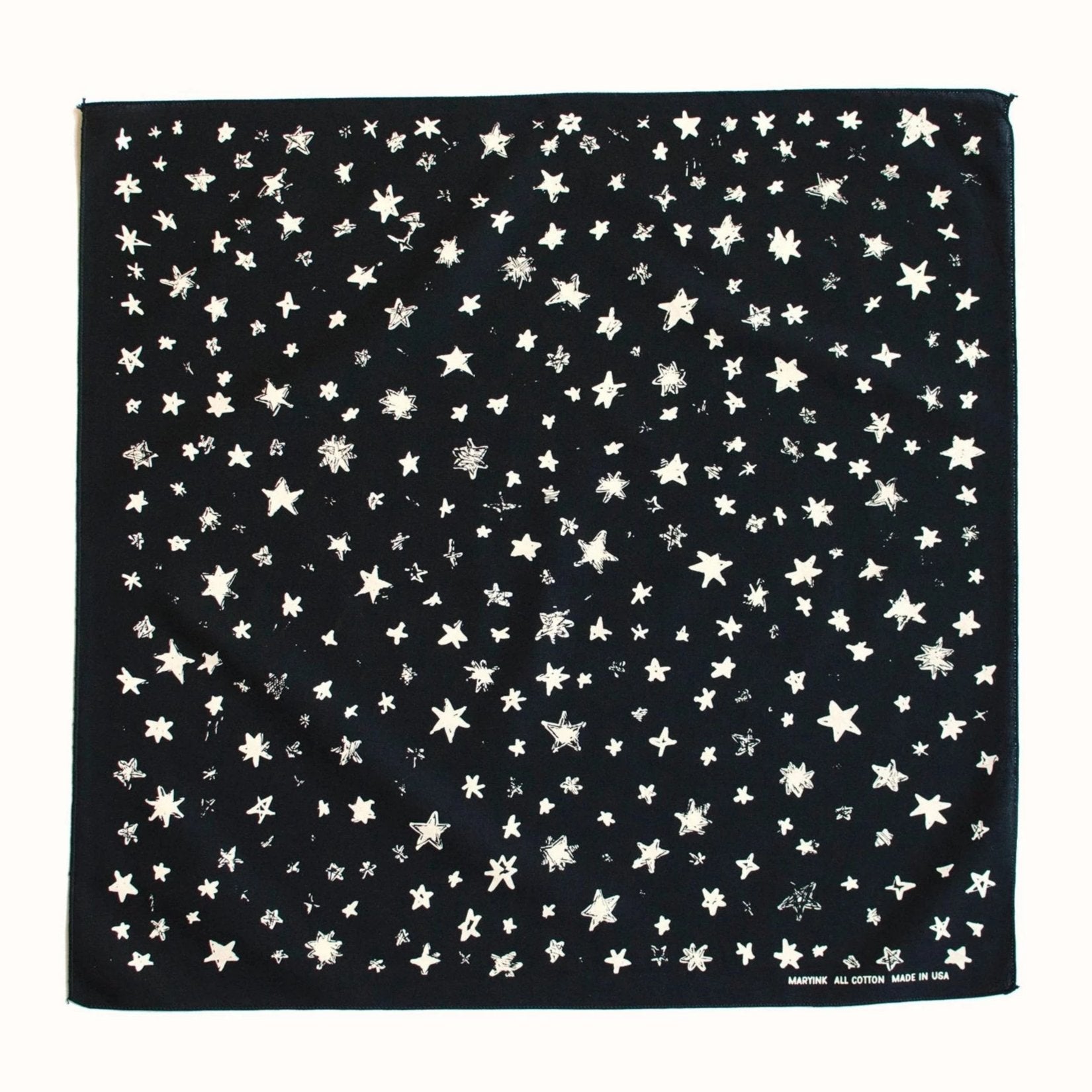 hand printed black bandana star print