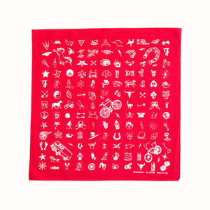 red and white hand printed bandana vintage type