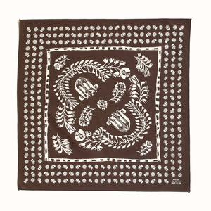 brown floral hand printed bandana