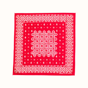hand printed red and white paisley bandana floral 