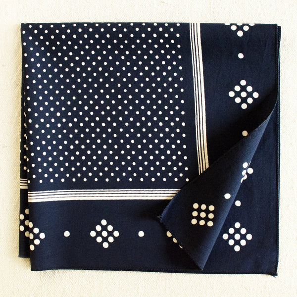 Vintage hotsell Indigo and White Polka Dot Floral Bandana